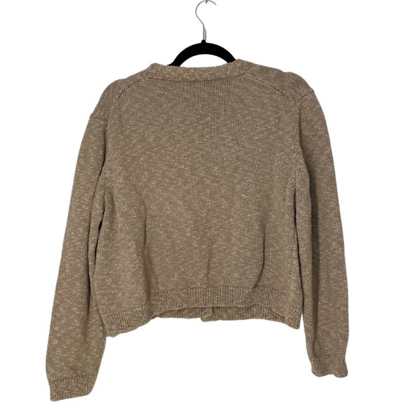 Zara Cropped Cotton-Linen Blend Beige Knit Cardigan - Picture 2 of 5